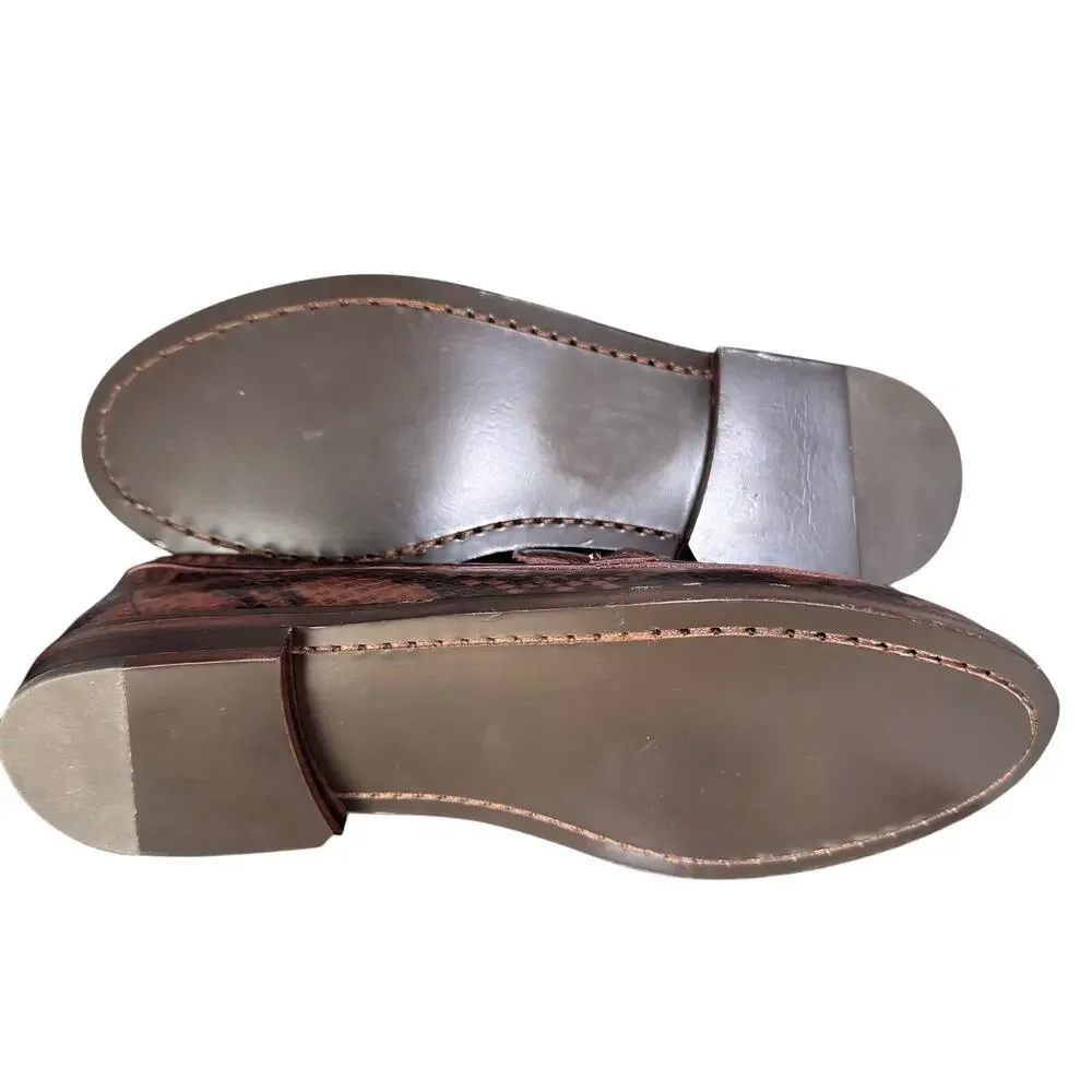 Joie Laila Loafer Cognac Snake Print Leather Slip-On Women’s Size 6.5M US